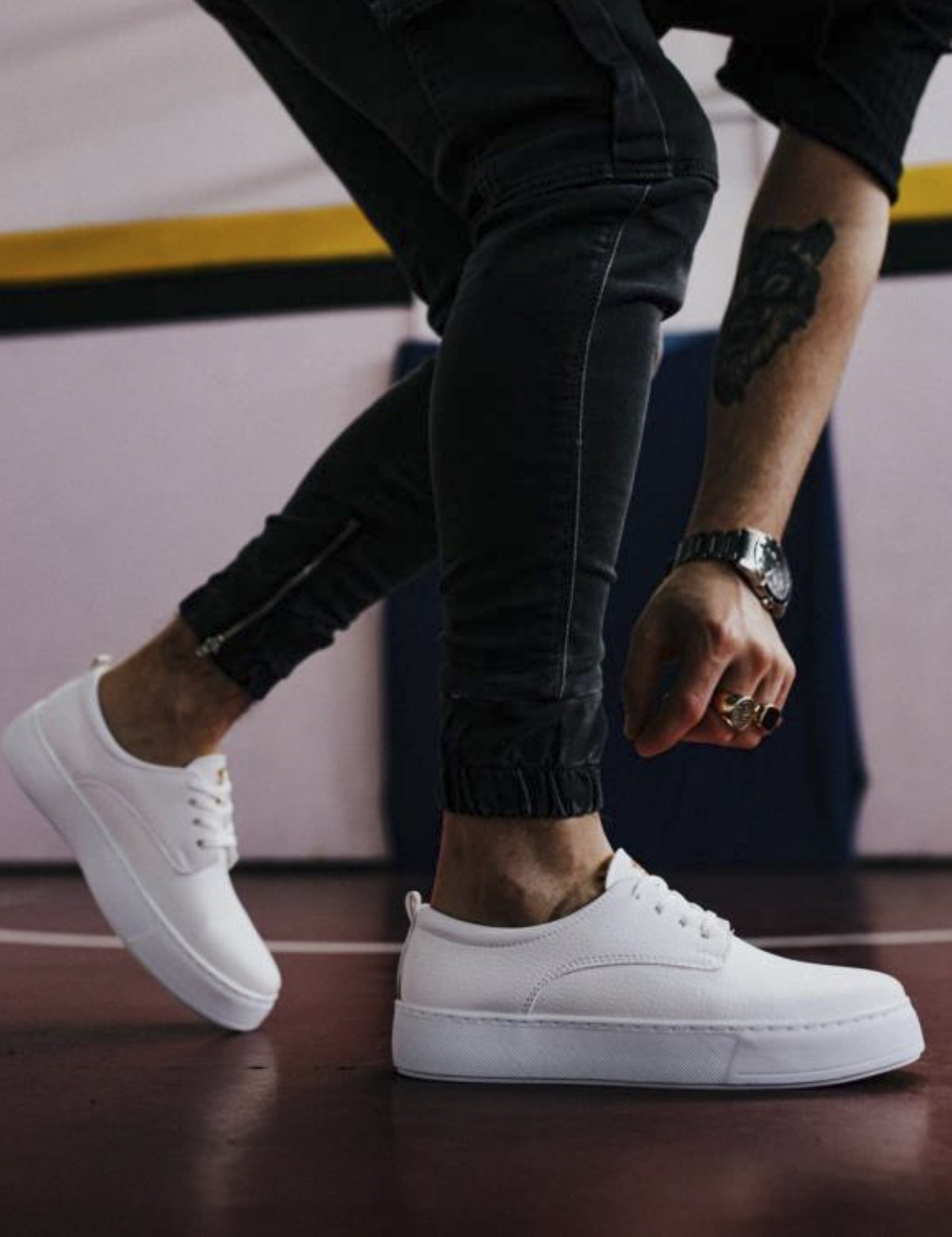 Ανδρικά λευκά Casual Sneakers δερματίνη με κορδόνια 0772020W φωτογραφία